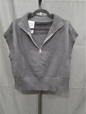 Women's Black Knit Half-Zip Sleeveless Sweater Vest L